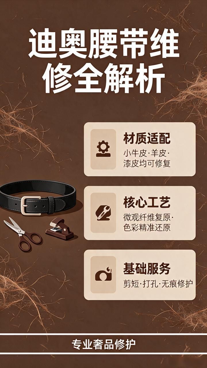 dior迪奥腰带皮带剪短打孔维修修复翻新_迪奥皮具翻新修复技术_Dior腰带剪短打孔标准化作业流程