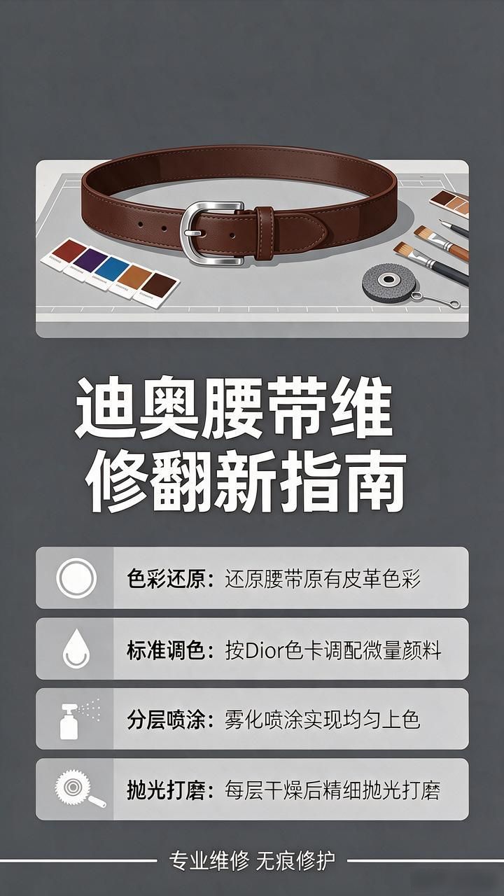 dior迪奥腰带皮带剪短打孔维修修复翻新_迪奥皮具翻新修复技术_Dior腰带剪短打孔标准化作业流程